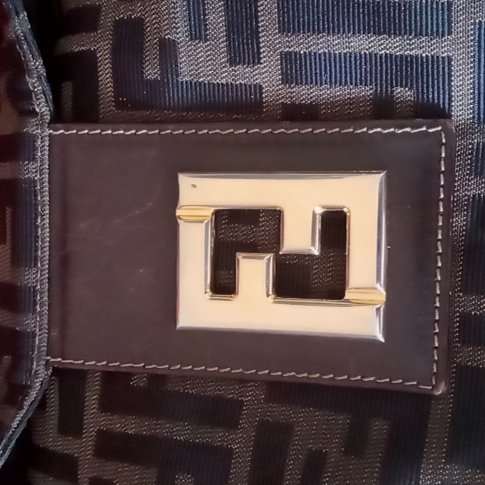 Fendi Brown Monogram Canvas Shoulder Bag with Gold-Tone Hardware - Picture 7 of 16